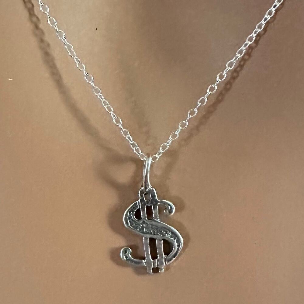 Sterling Silver Dollar Sign Necklace